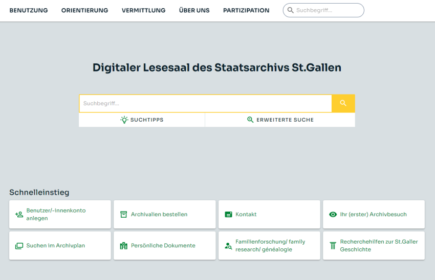 Printscreen Neuer digitaler Lesesaal